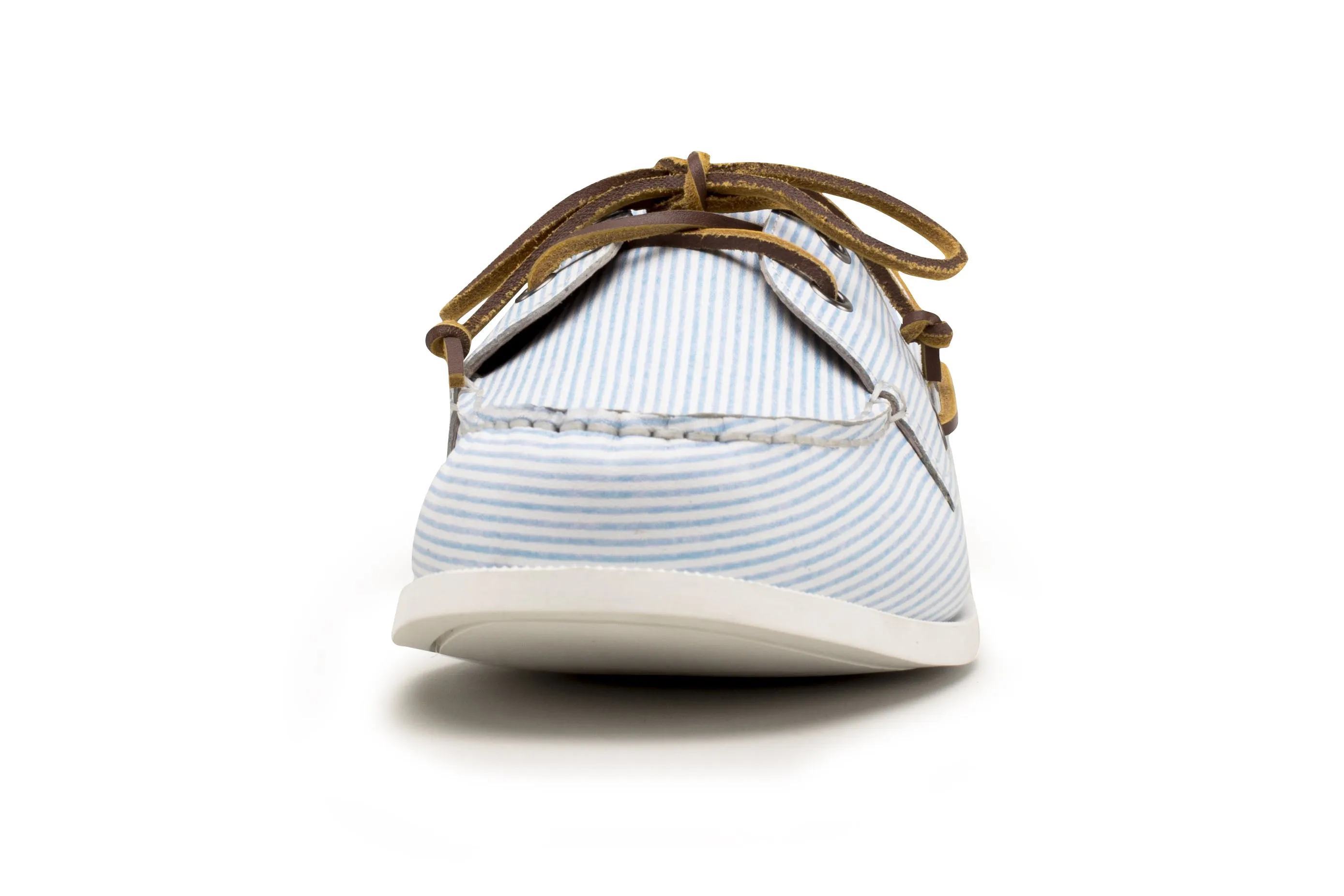 The Classic Seersuckers Boat Shoe Flat Bottom Shell Walk