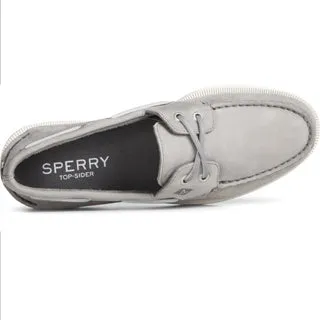 Work Friendly Men's Authentic Original Cross Lace Leather Boat Shoe - Grey (STS24869)