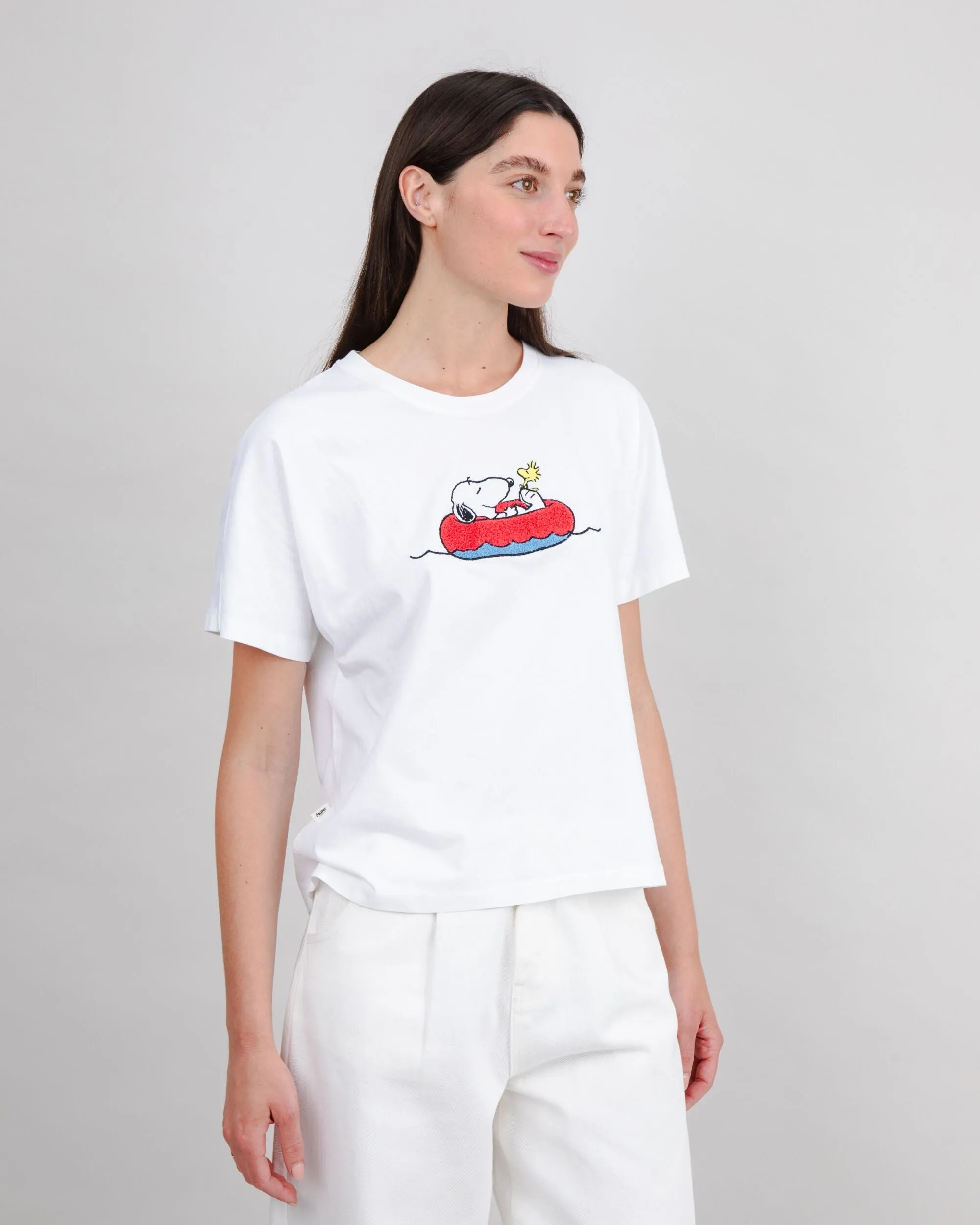 Peanuts Floating Oversize Tee White Reinforced Hemline