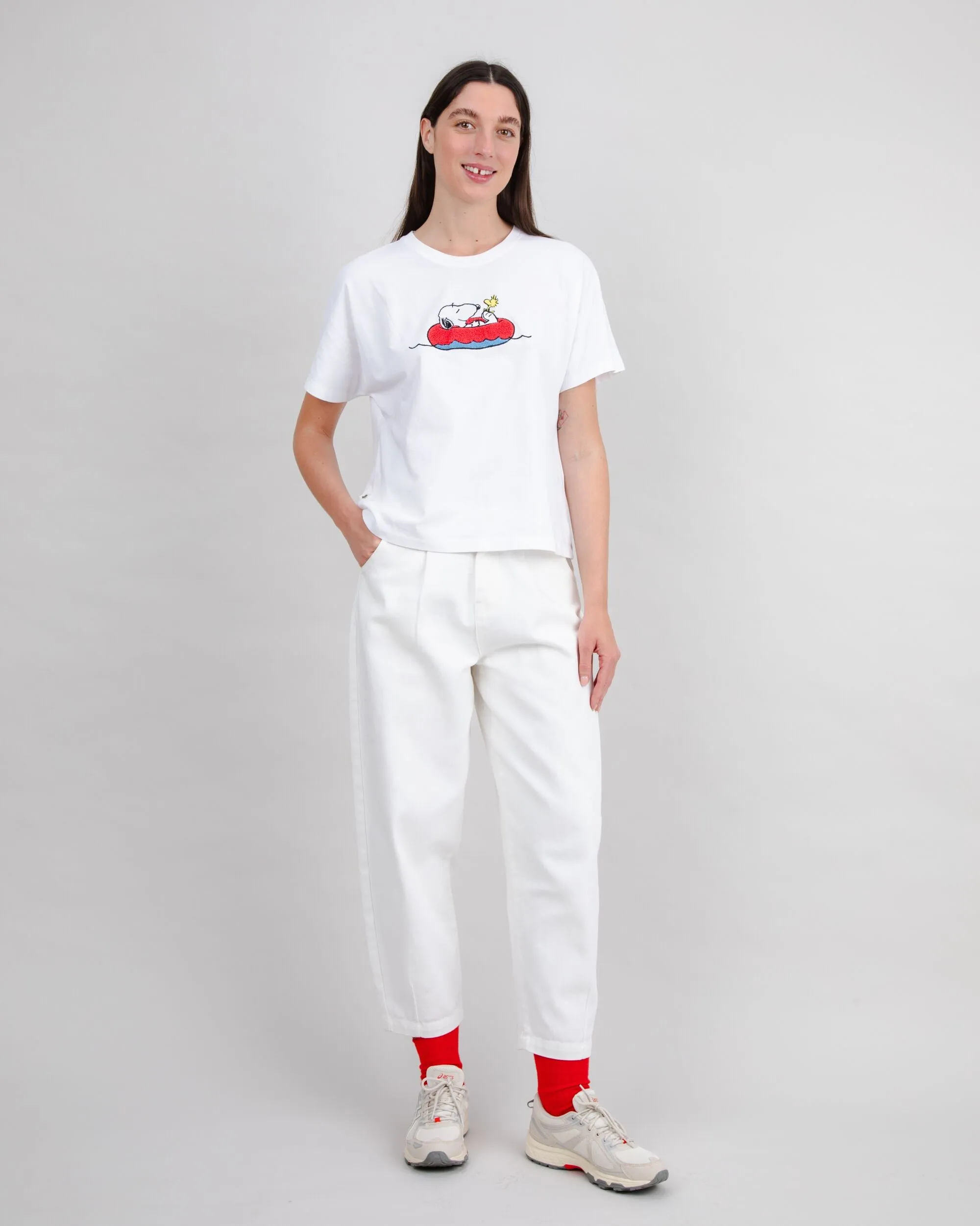 Peanuts Floating Oversize Tee White Fashionable Ease