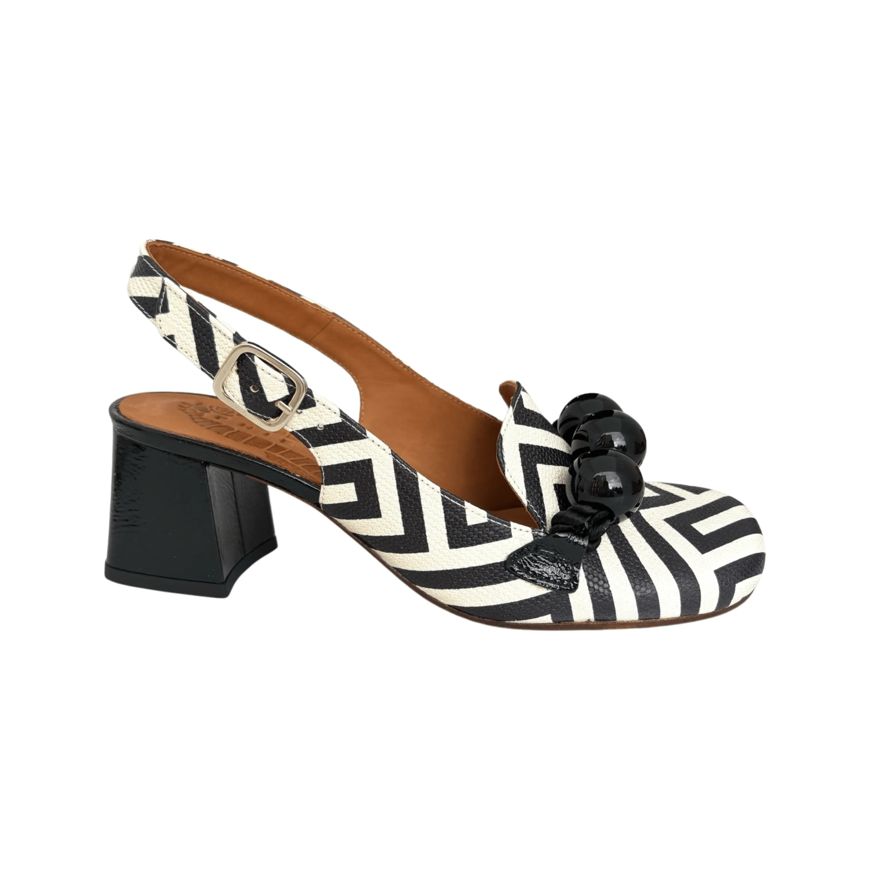 Moby Black/White Geo Print Heel Durable Build Weekend Errands