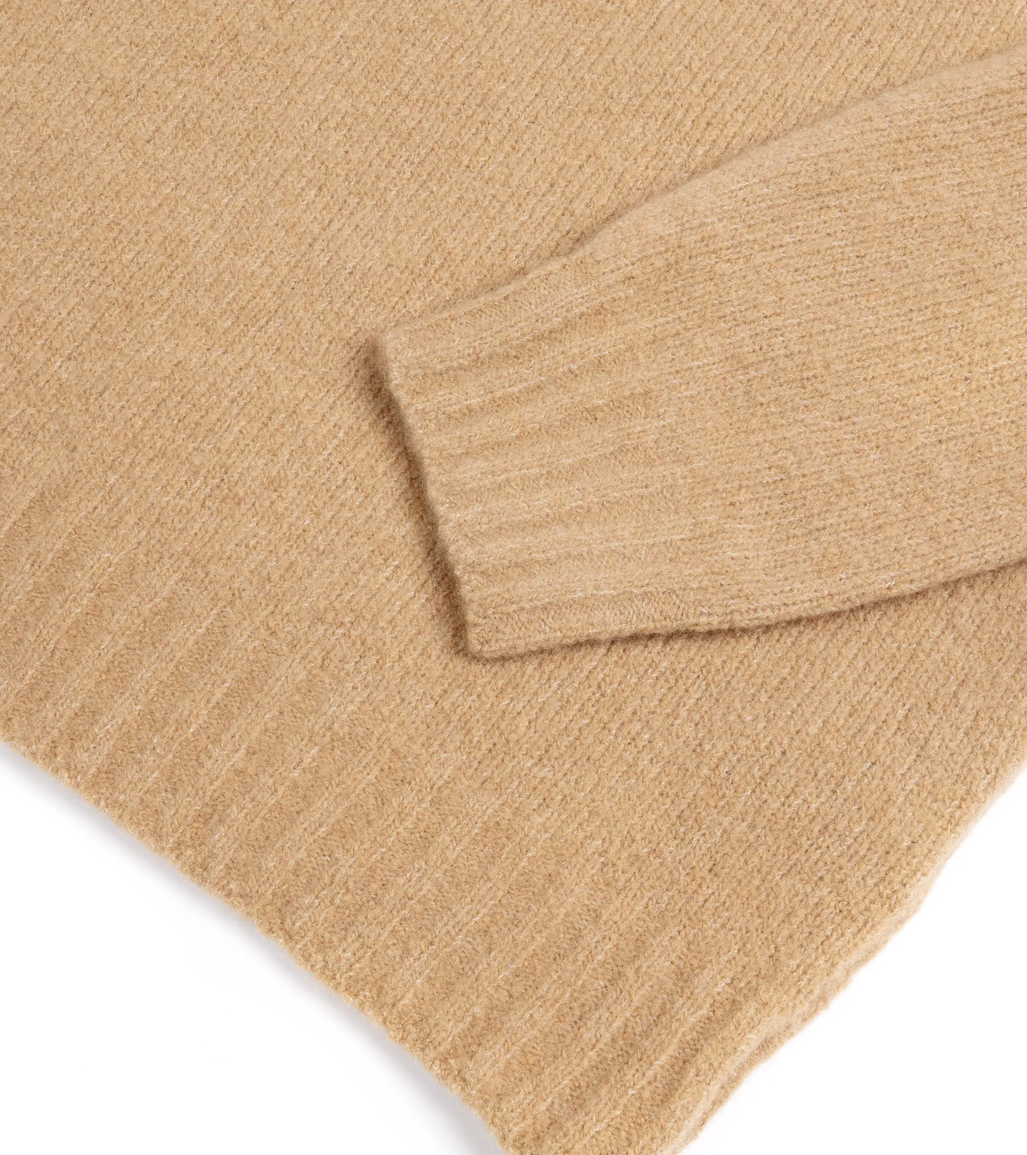 Dry Touch Fedeli Basket Wool Cashmere Mix Long Sleeve Knit Polo Shirt: Tan