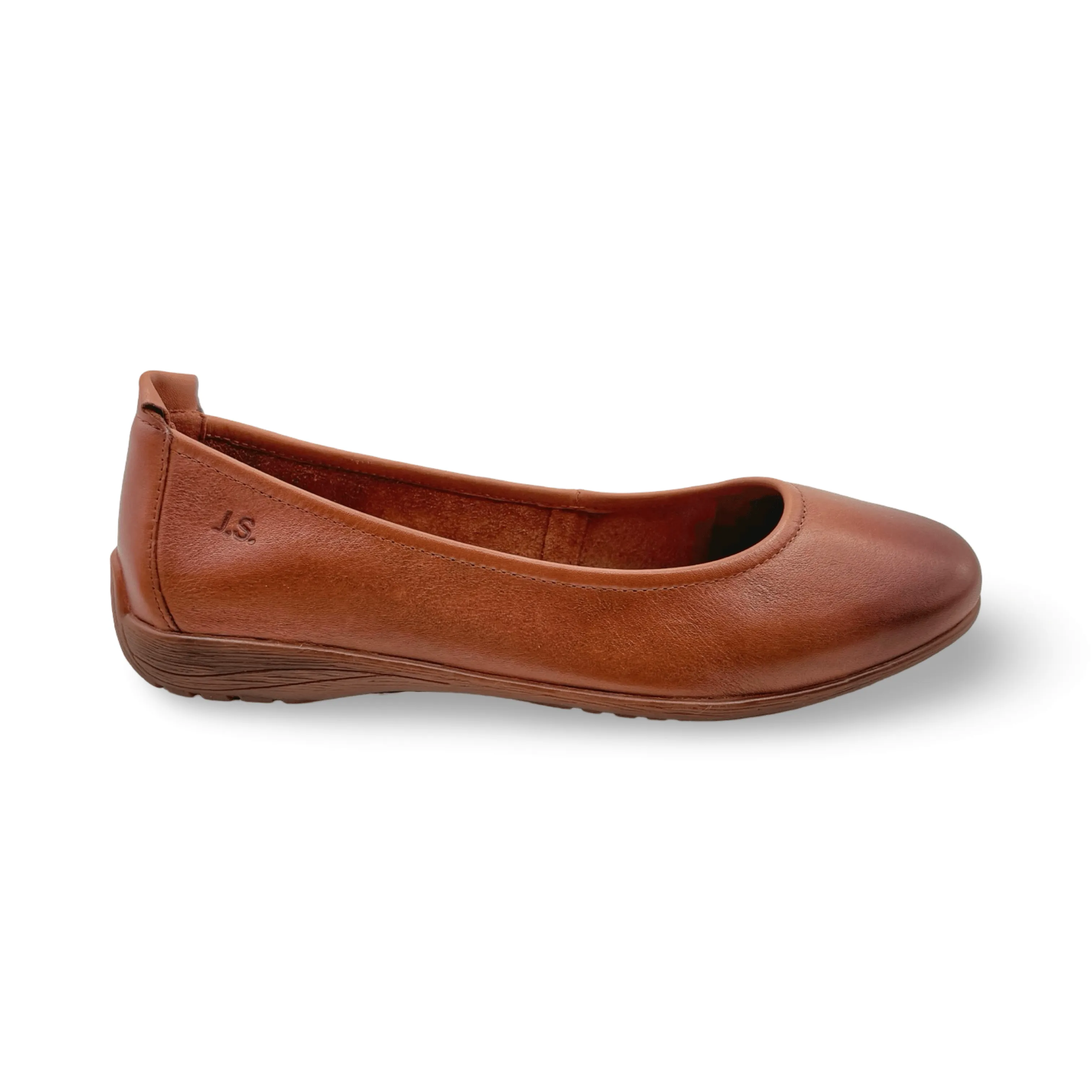 Ergonomic Shape Fenja Camel Leather Flat