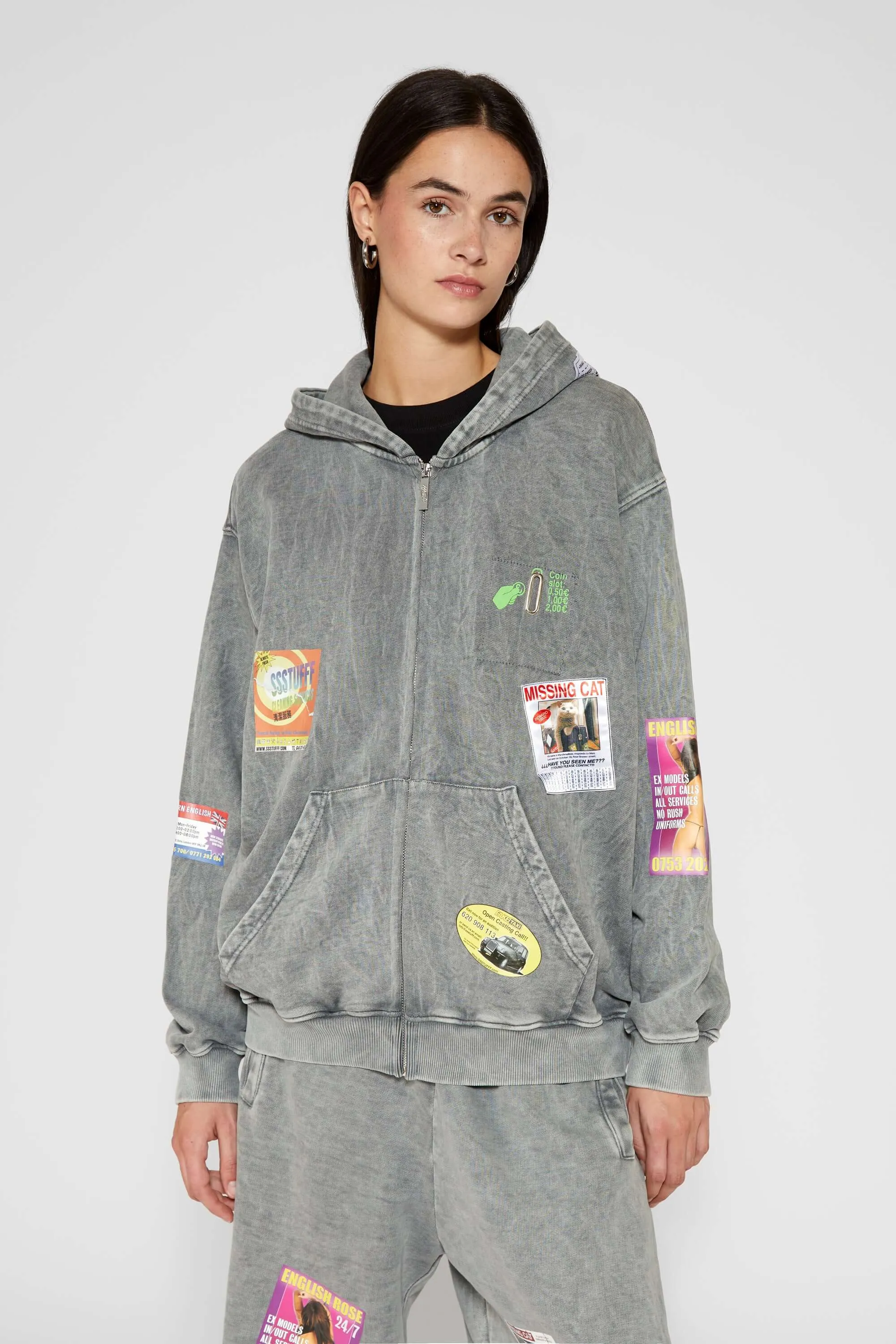 Cozy clothing Simple Hoodie Telephone Booth Zip Up