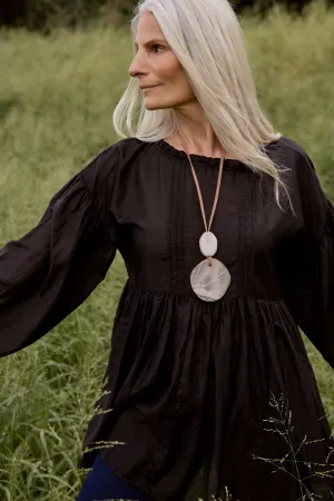 Coco Cotton Silk Blouse in Onyx Non-toxic