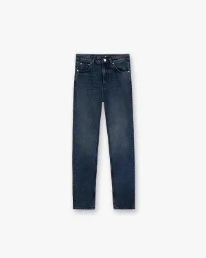 Stylish Waistband Slim Modern High Rise Straight Jean - Dark Blue