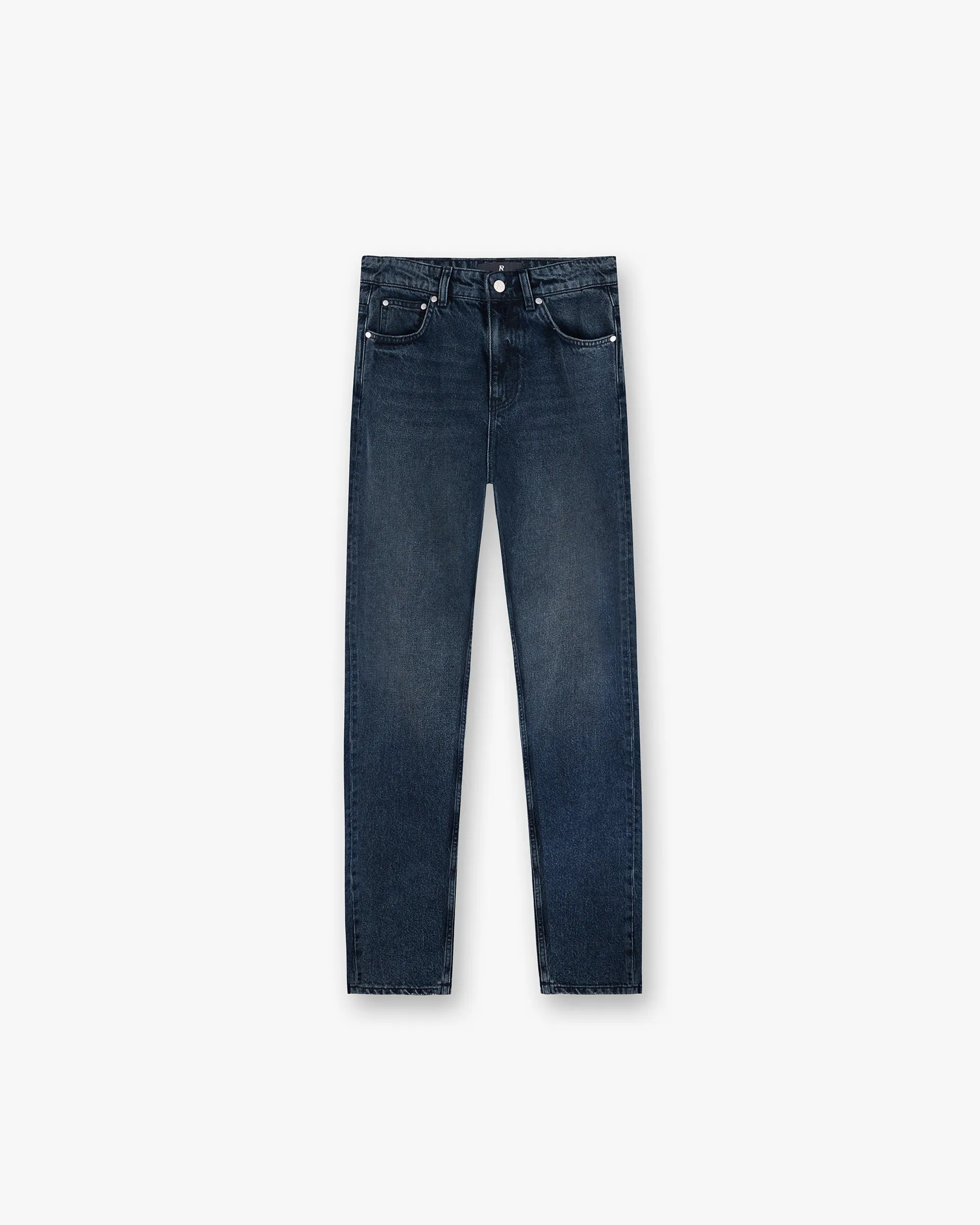 Stylish Waistband Slim Modern High Rise Straight Jean - Dark Blue