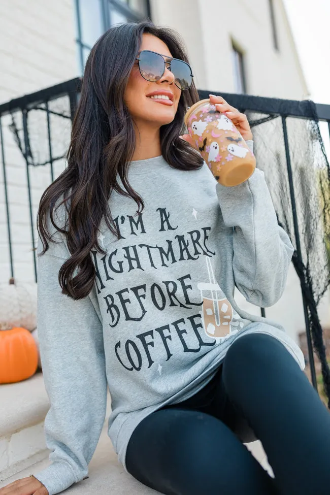 I'm A Nightmare Before Coffee Light Grey Graphic Sweatshirt SALE Durable Knitwear Breathable Comfort Fit
