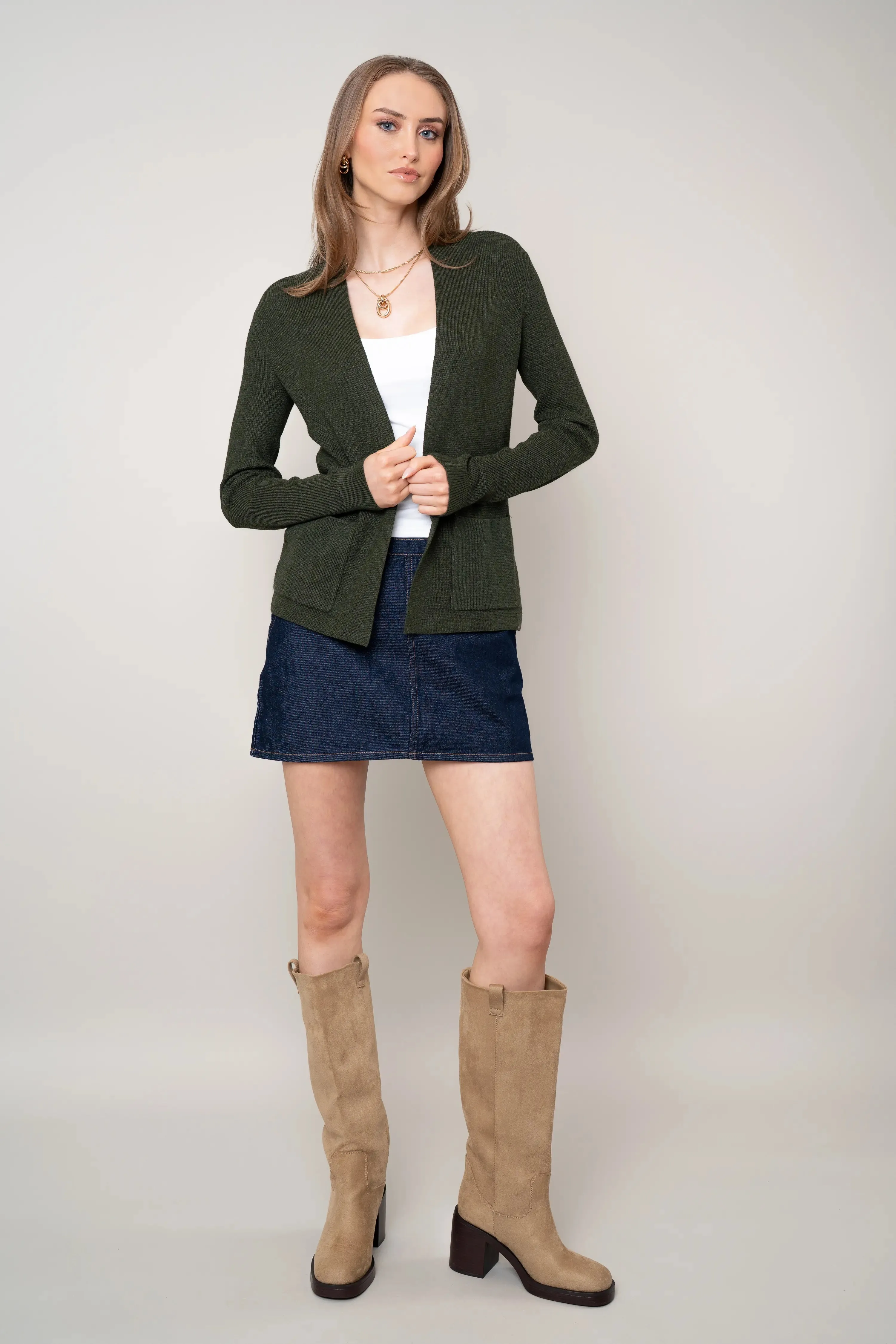 Winter Fit The Waffle Stitch Open Cardigan