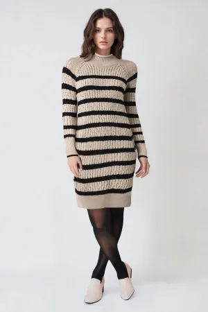 Striped Cable Knit Jumper Dress Refined Feel Chic Silhouette
