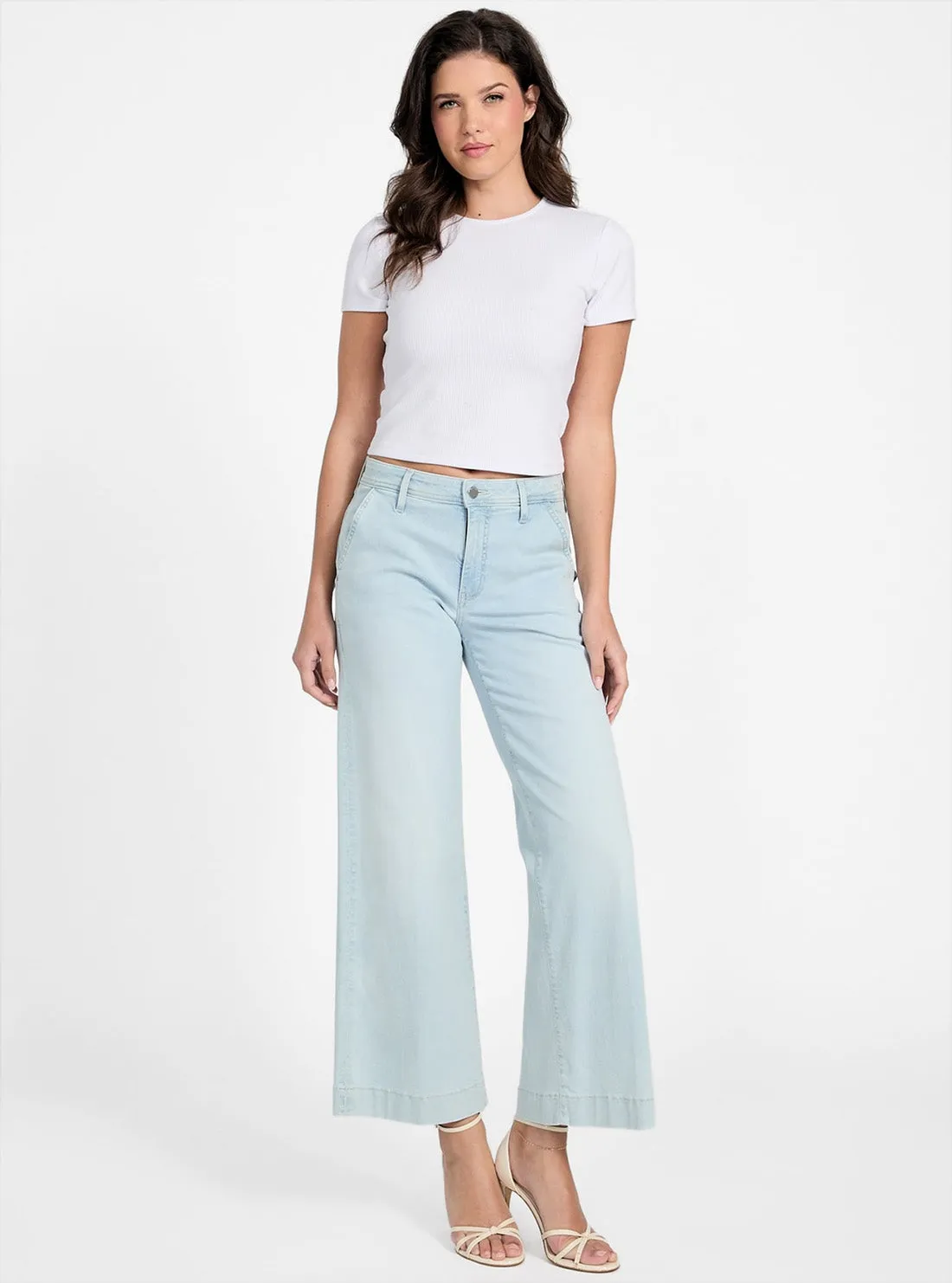 Eco Zoya Wide Leg Crop Jeans in Nuage Light Wash Cool And Clean Timeless Fashion