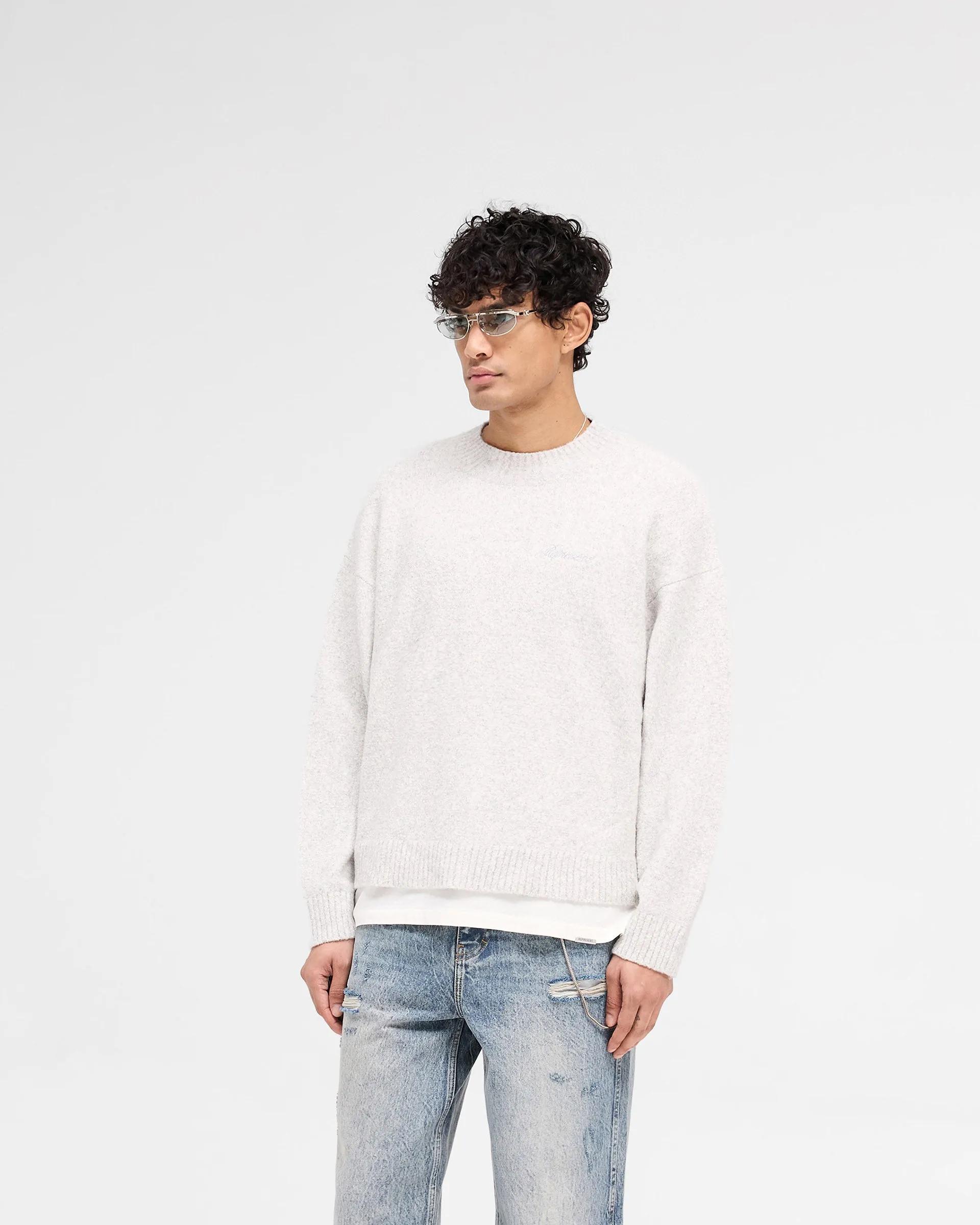 SnagFree Surface Marled Knit Jumper - Ice Grey Marl