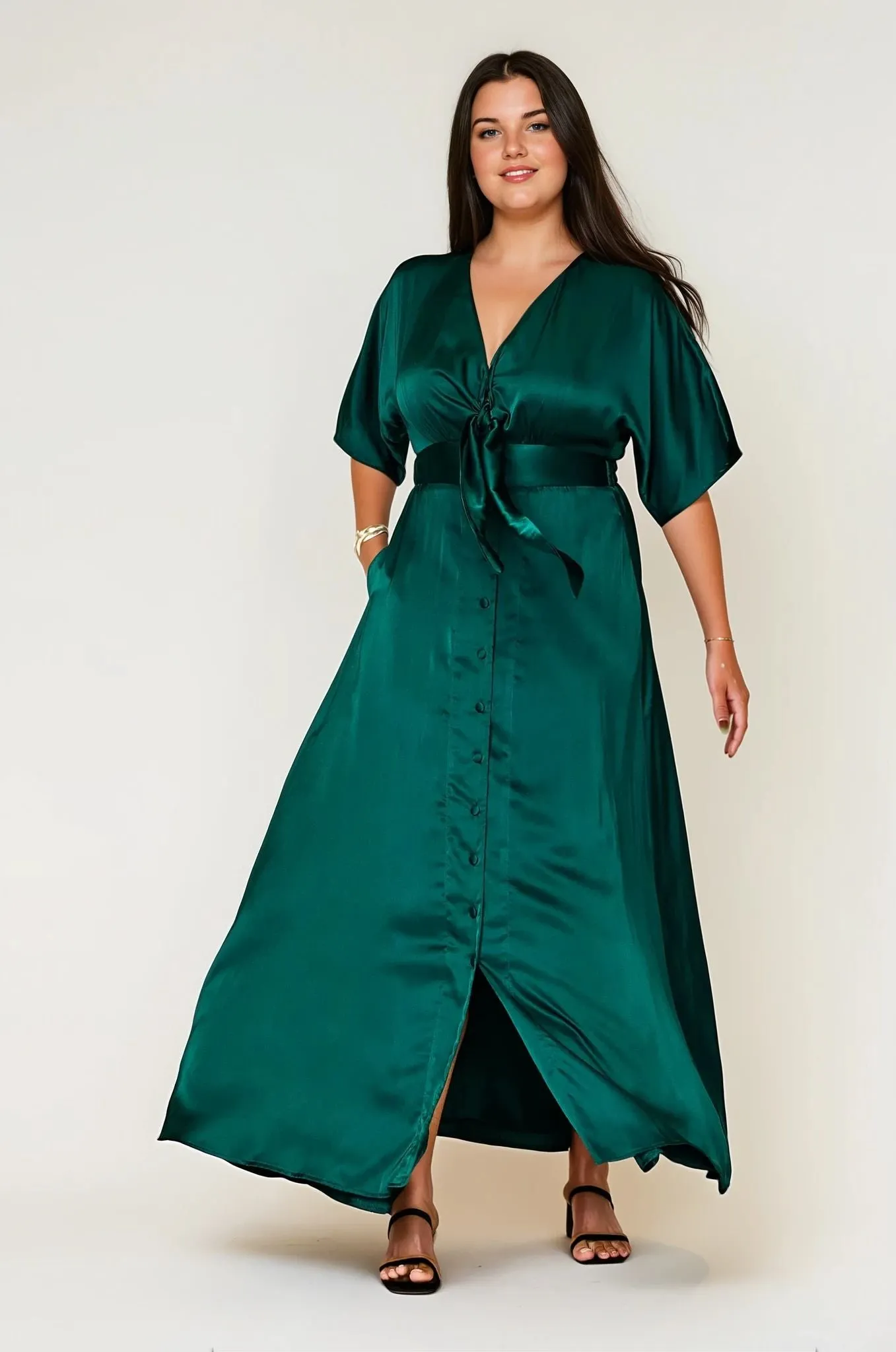 Angelika Dress Emerald Bold Structure Chic And Comfortable