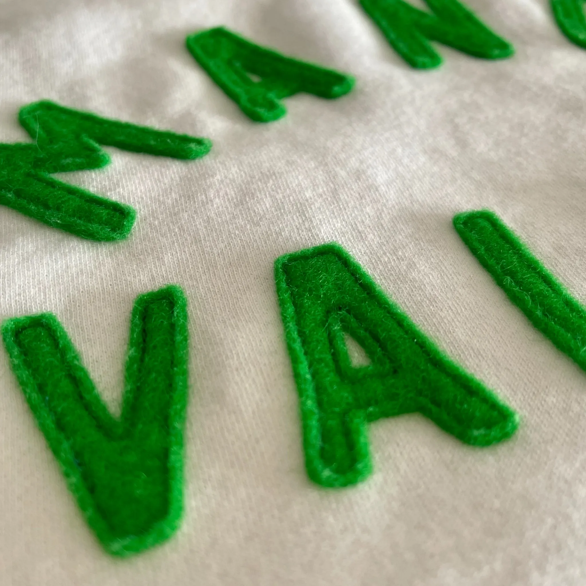 Fresh Fit Cool Outfit Mens Raglan Fleece White x  Grass Green applique