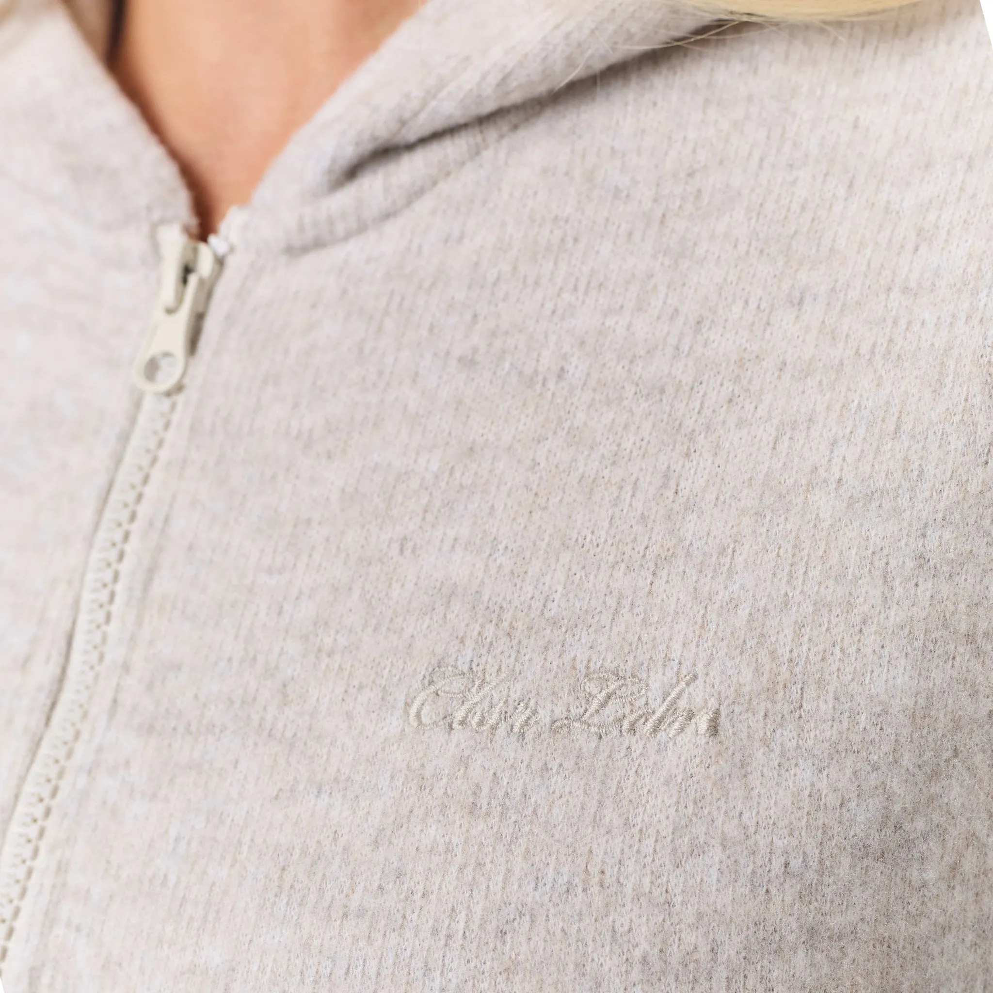 Cropped Knit Hoodie | Oat Marl mountain style