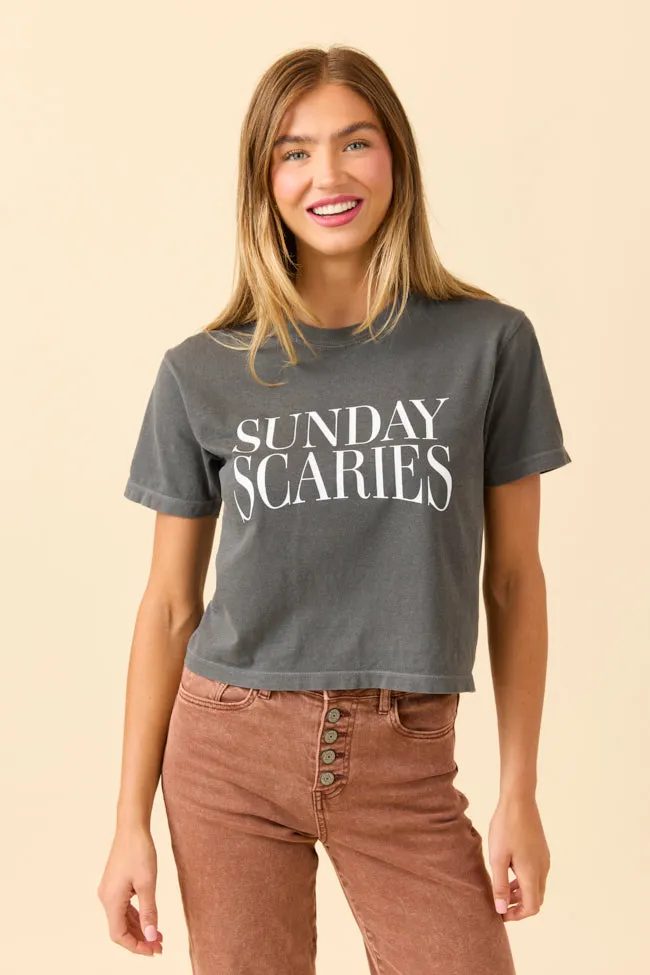 Hygroscopic Fiber Sunday Scaries Dark Grey Boxy Graphic Tee SALE
