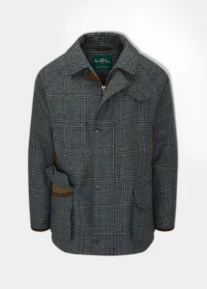 Surrey Waterproof Tweed Coat In Blue Check - Shooting Fit Odor Control Fibers