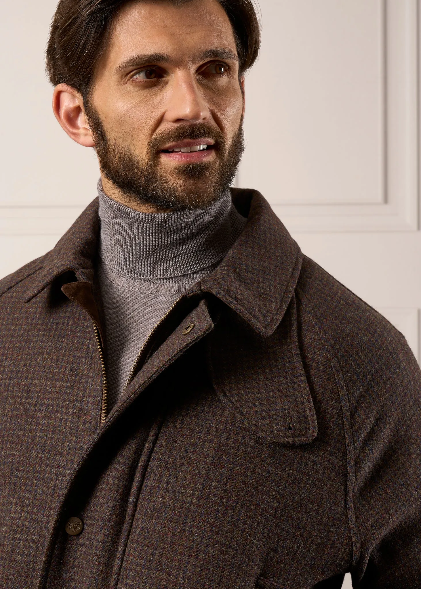 Long Lasting Shape Retention Surrey Waterproof Tweed Coat In Bramble - Shooting Fit