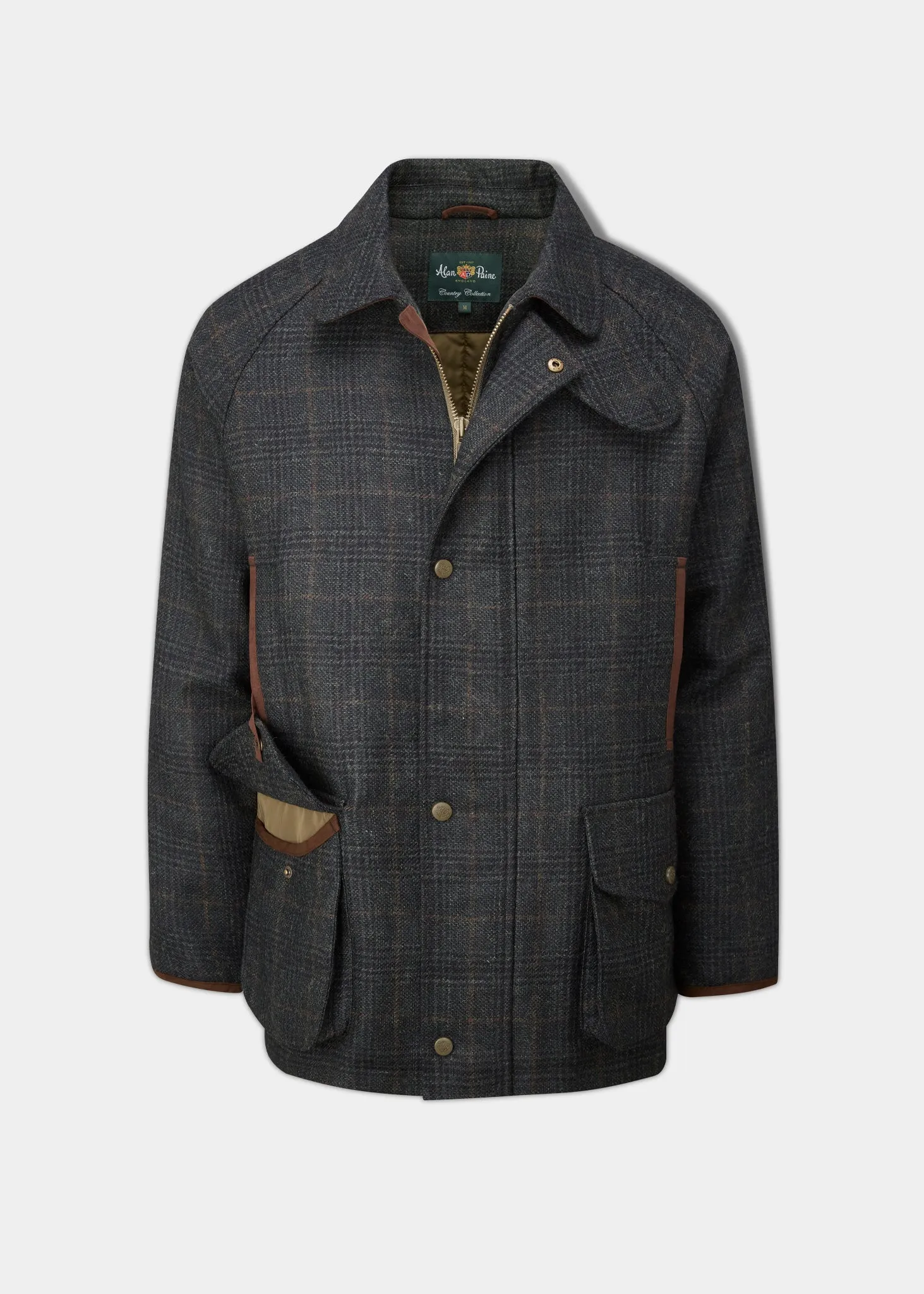 Rugged Style Water Resistant Fabric Surrey Waterproof Tweed Coat In Green Check - Shooting Fit