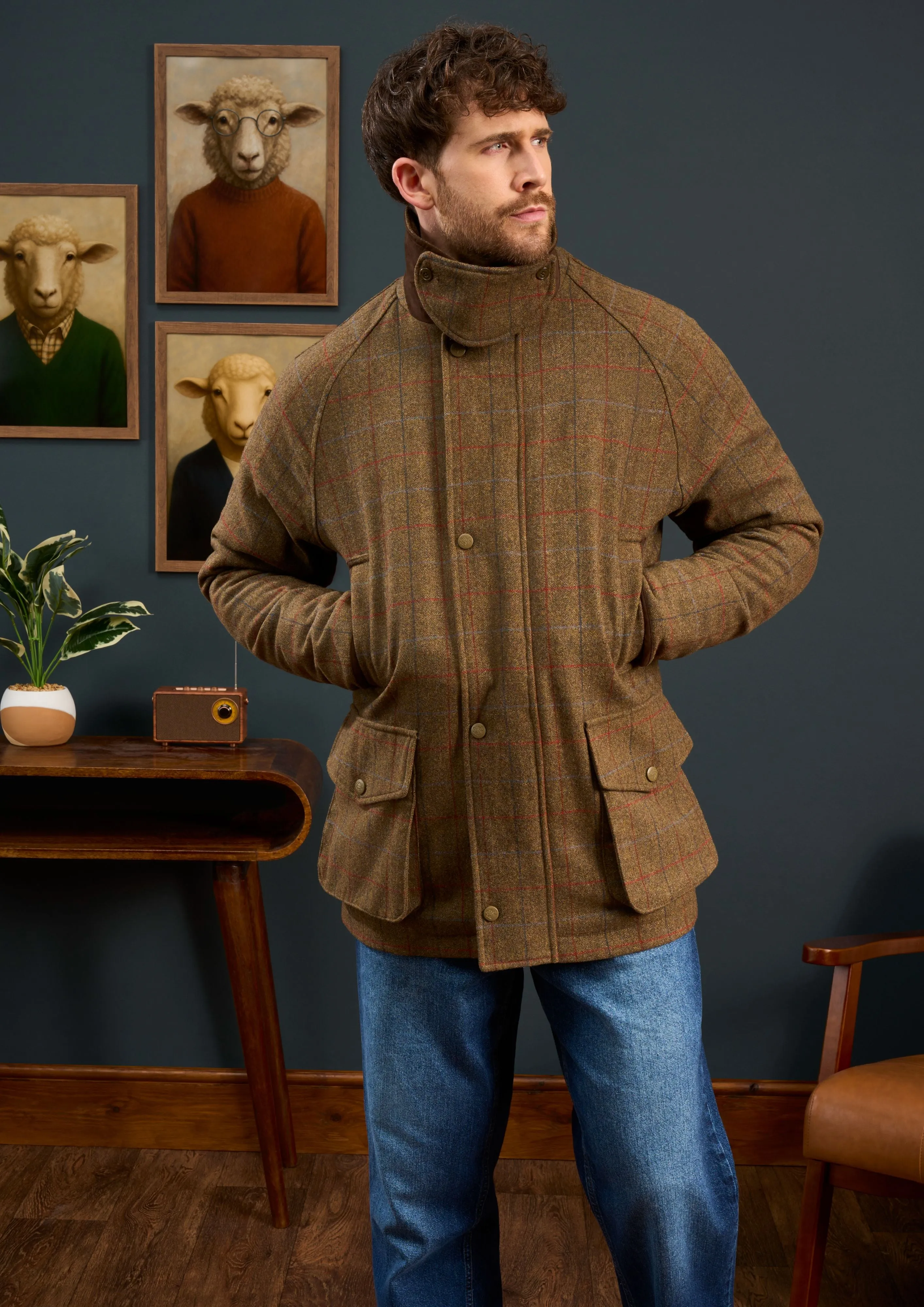 Surrey Waterproof Tweed Coat In Hawkswood - Shooting Fit Modular Design Insulated Design