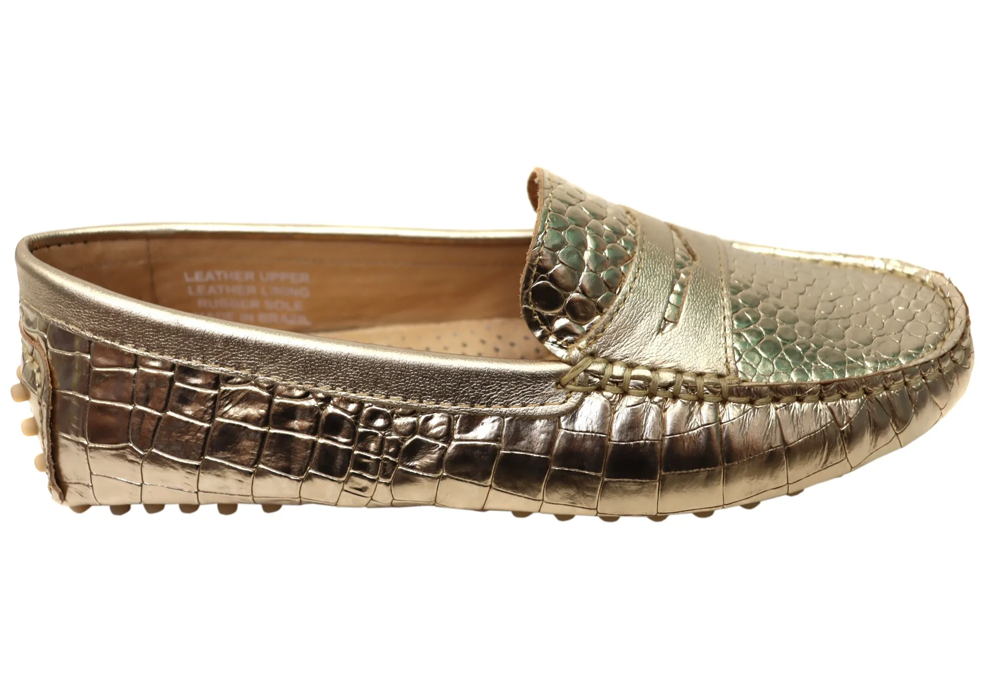 Motion Friendly Pull Hike Savelli Stephanie Womens Comfort Leather Loafer Shoes Made In Brazil