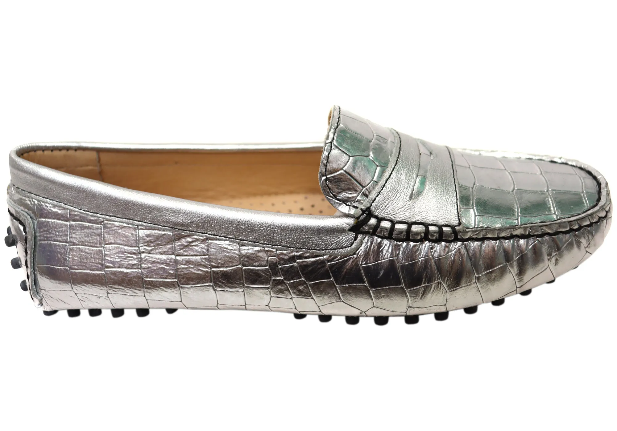 Savelli Stephanie Womens Comfort Leather Loafer Shoes Made In Brazil Short Distance Foam Lining