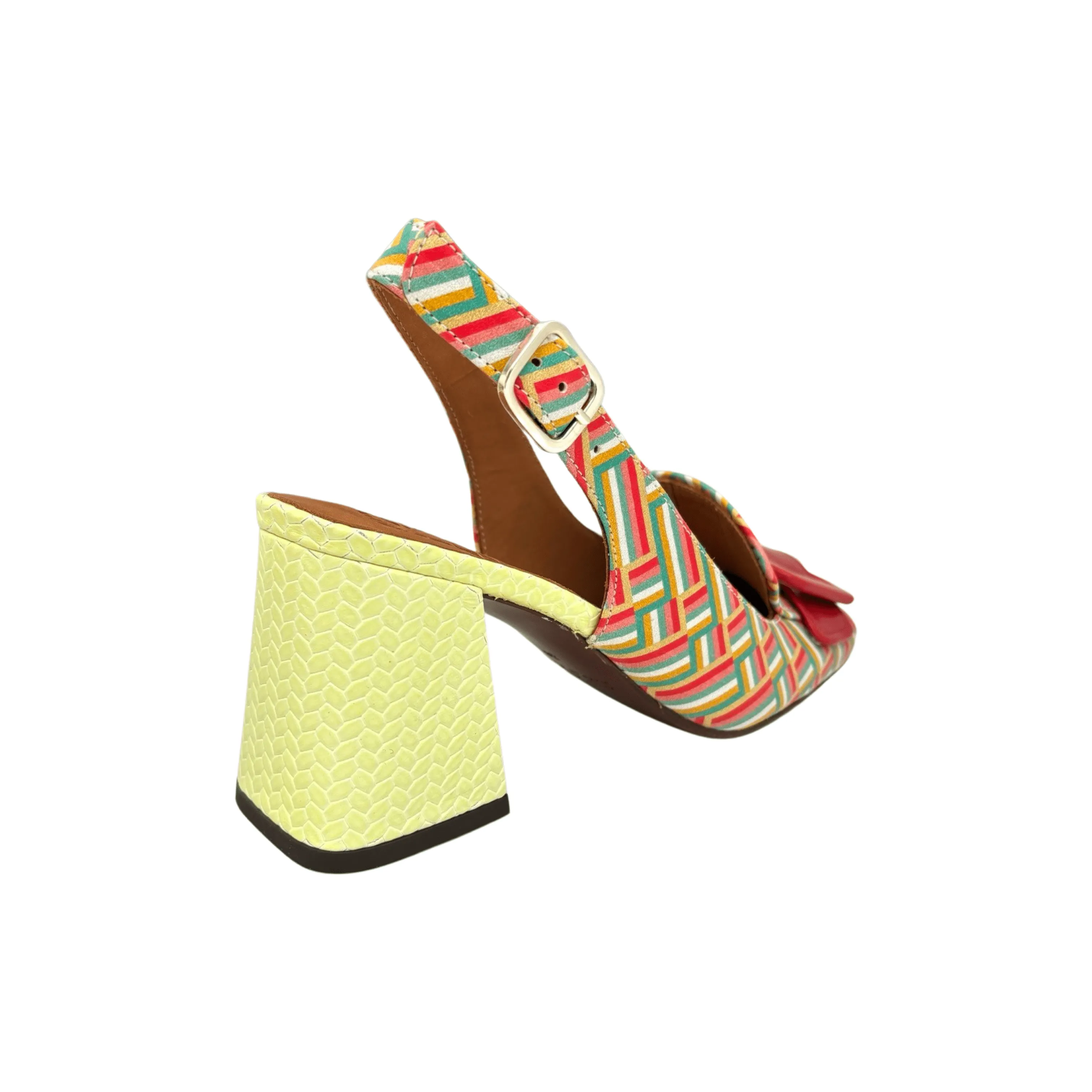 Suzan Multi Geometric Print Heel Happy Move Dinner Look