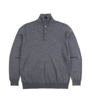 WaterRepellentFinish HighElasticity Fiber Trunk Bennet Merino Button Neck Sweater: Grey