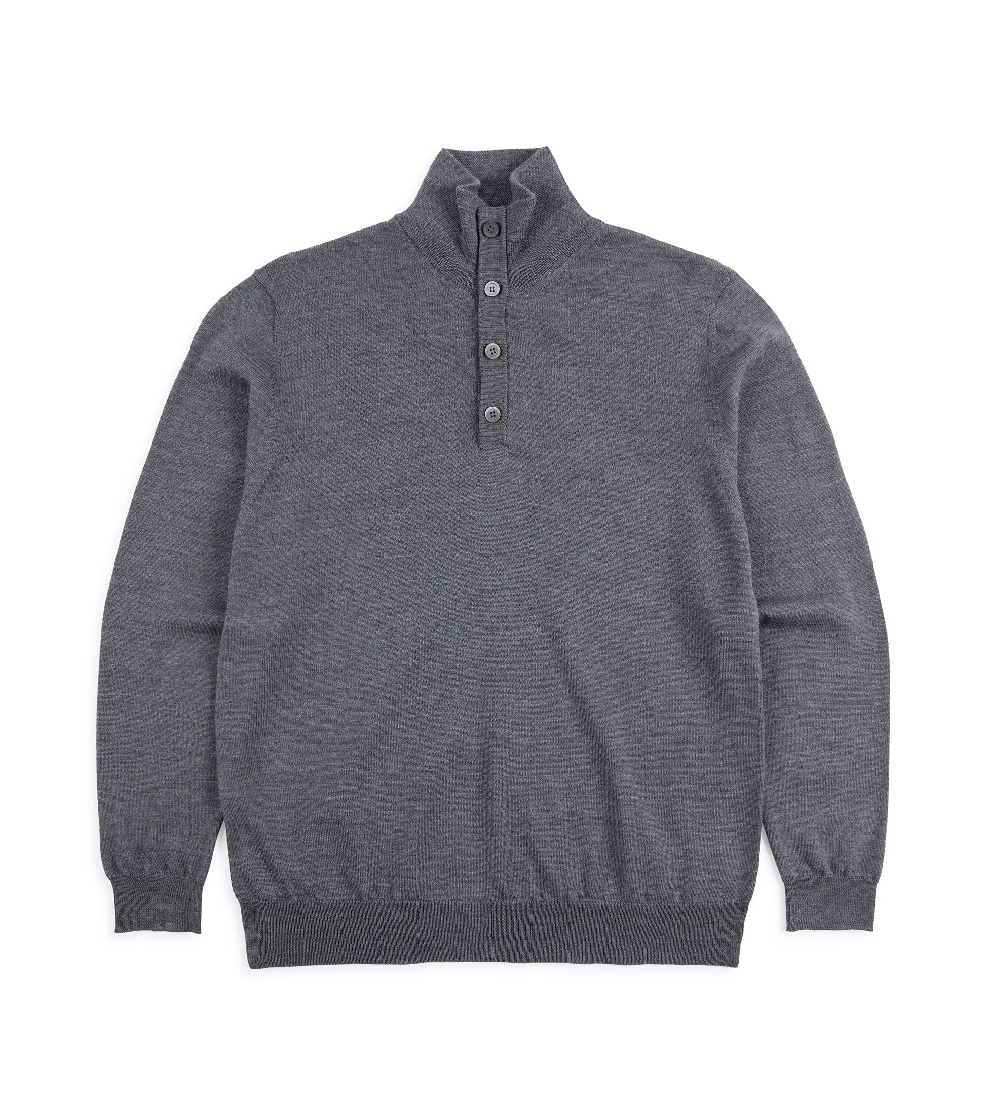 WaterRepellentFinish HighElasticity Fiber Trunk Bennet Merino Button Neck Sweater: Grey