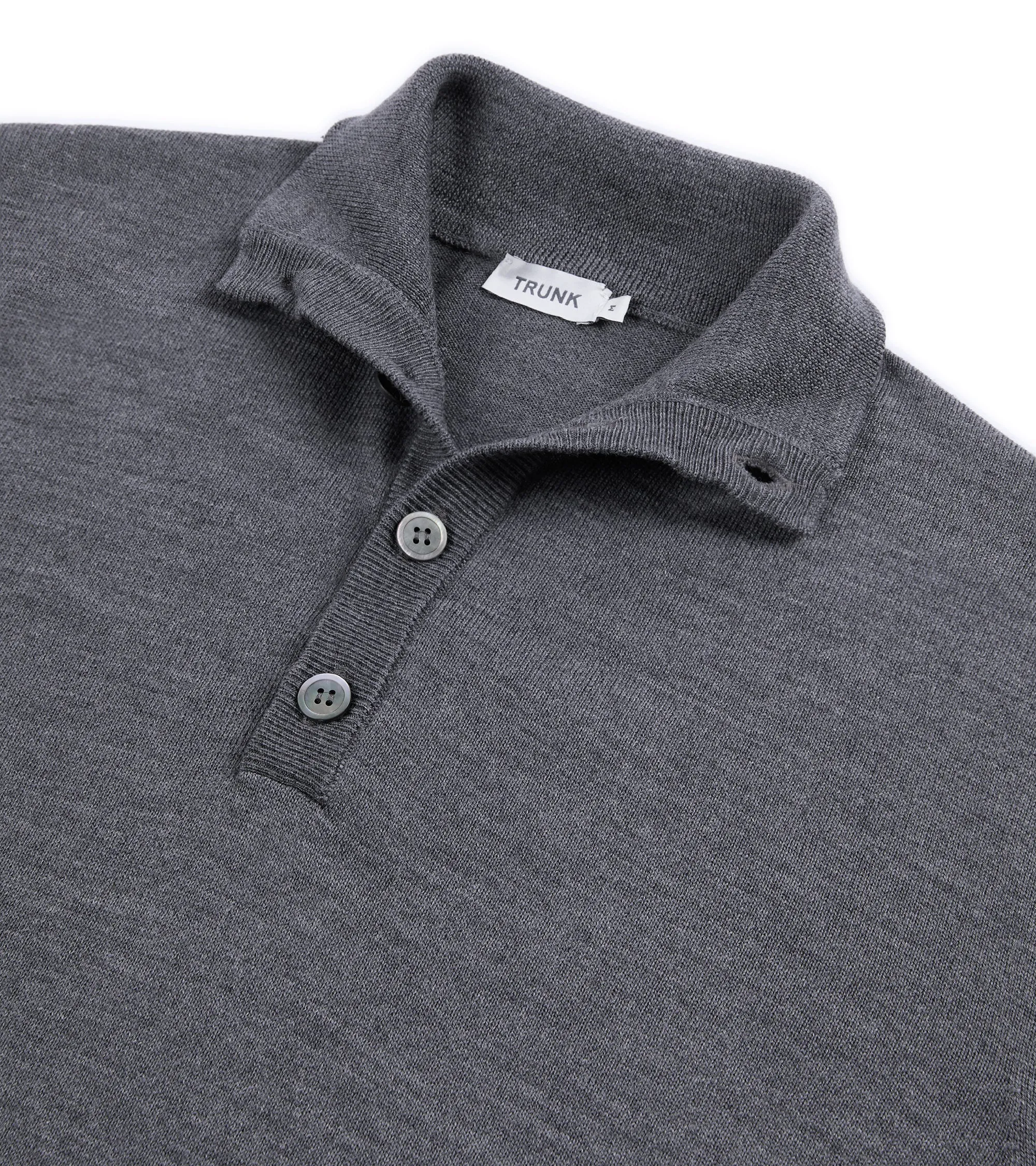 Trunk Bennet Merino Button Neck Sweater: Grey QuickDryTech