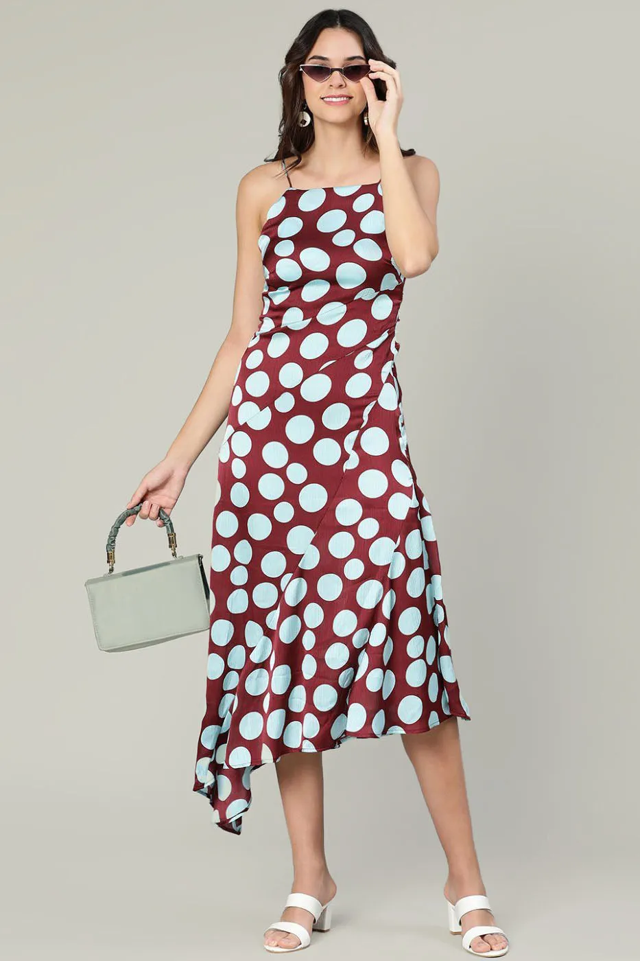 Bold Spot Asymmetric Dress Feminine Charm