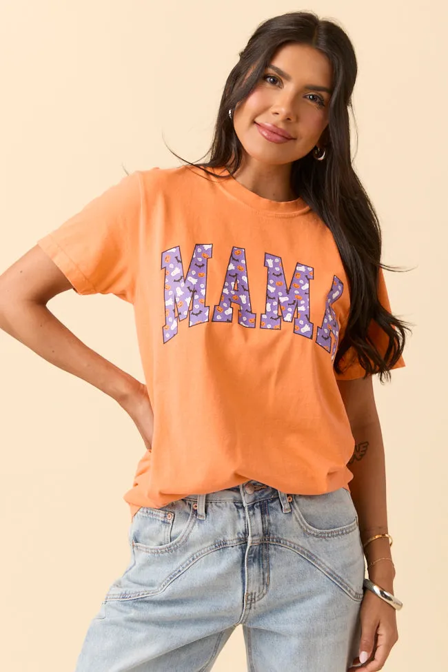 Mama Block Purple Halloween Print Burnt Orange Graphic Tee SALE Classic Smart Fashionable Look