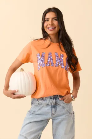 Mama Block Purple Halloween Print Burnt Orange Graphic Tee SALE Outdoor Smart