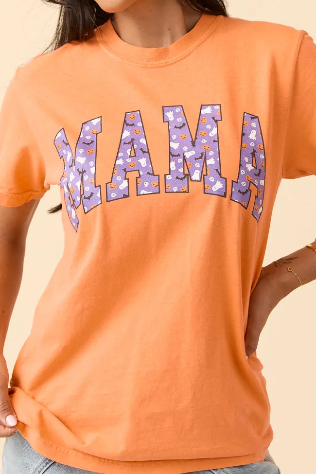 Mama Block Purple Halloween Print Burnt Orange Graphic Tee SALE Sleek Design Fit Sport Performance Design