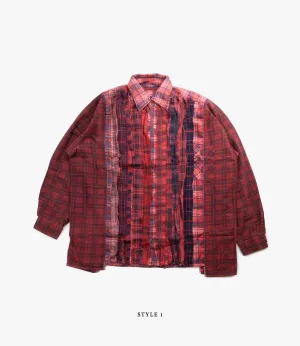 SoftenedNeckline Wide Ribbon Shirt ?C Red Overdyed Flannel