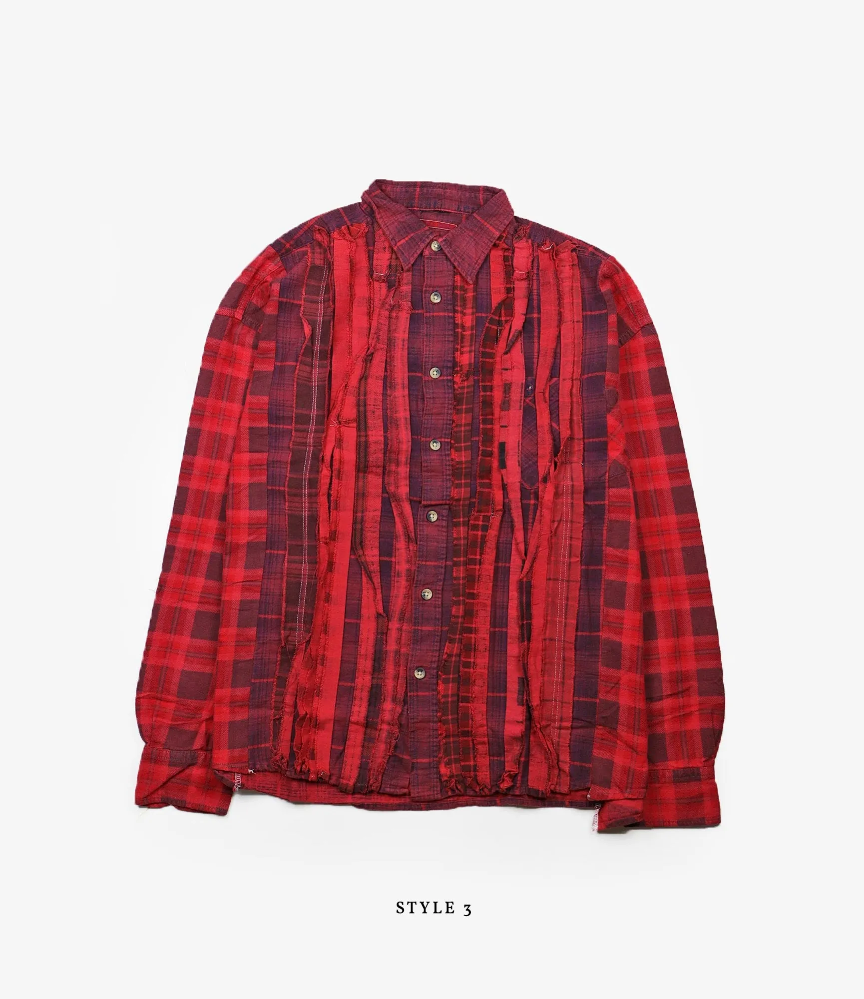 Wide Ribbon Shirt ?C Red Overdyed Flannel Active Wear Subtle Details
