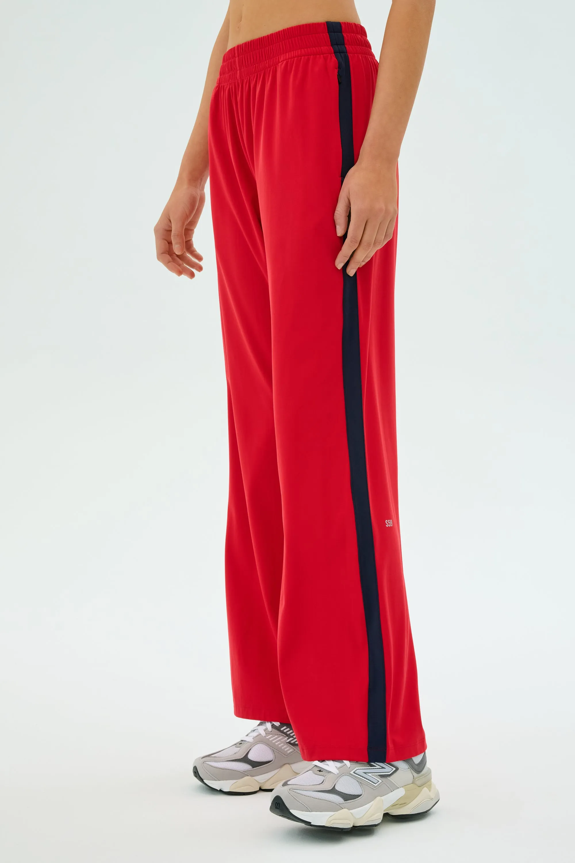 Embroidered Detail Maxie Rigor Track Pant - Pirate Red/Indigo