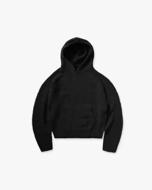 Model Edge Textured Borg Hoodie - Jet Black