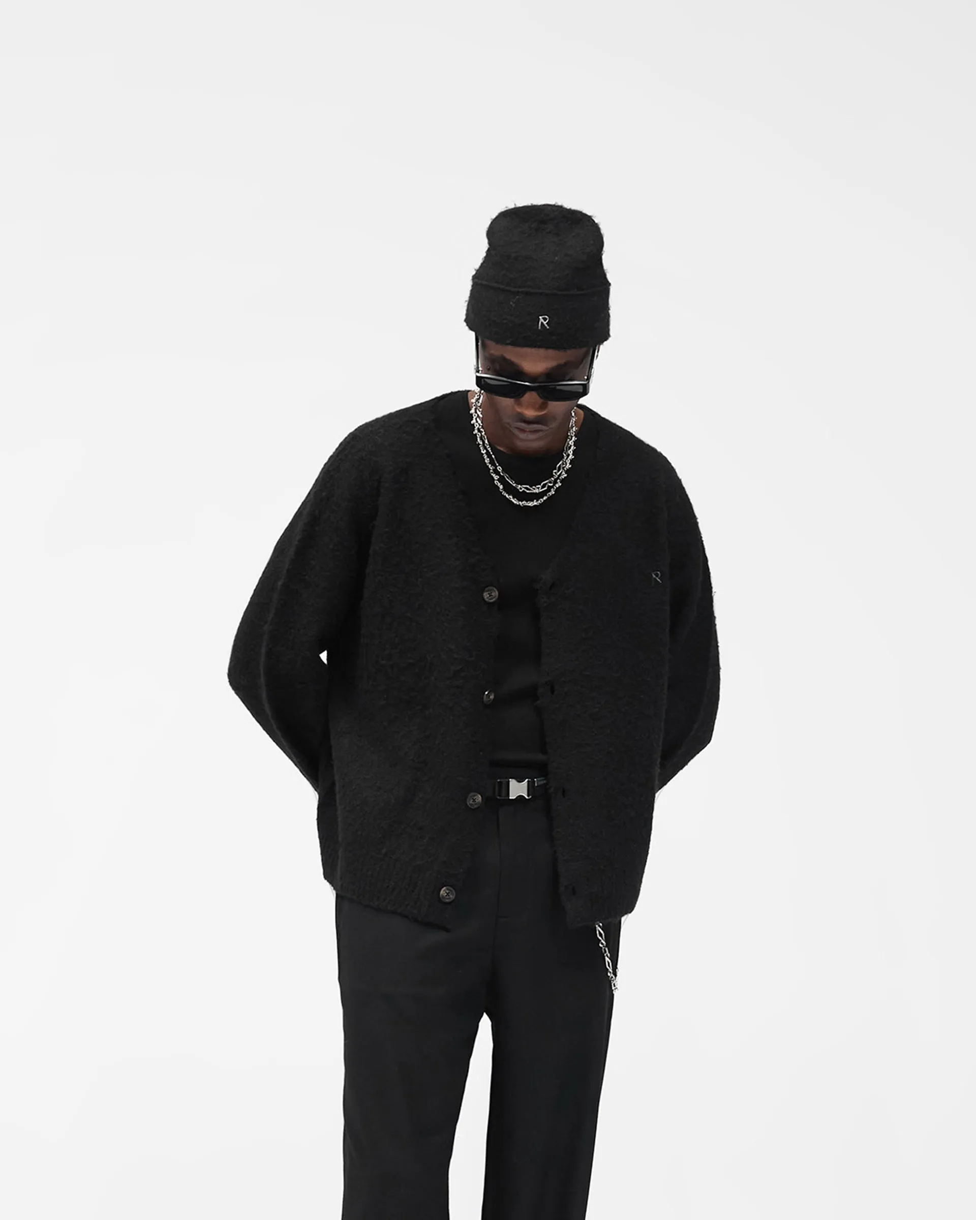 Youth Glow Textured Knit Cardigan - Jet Black