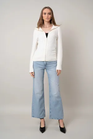 The Cable Zip Cardigan Antibacterial Finish