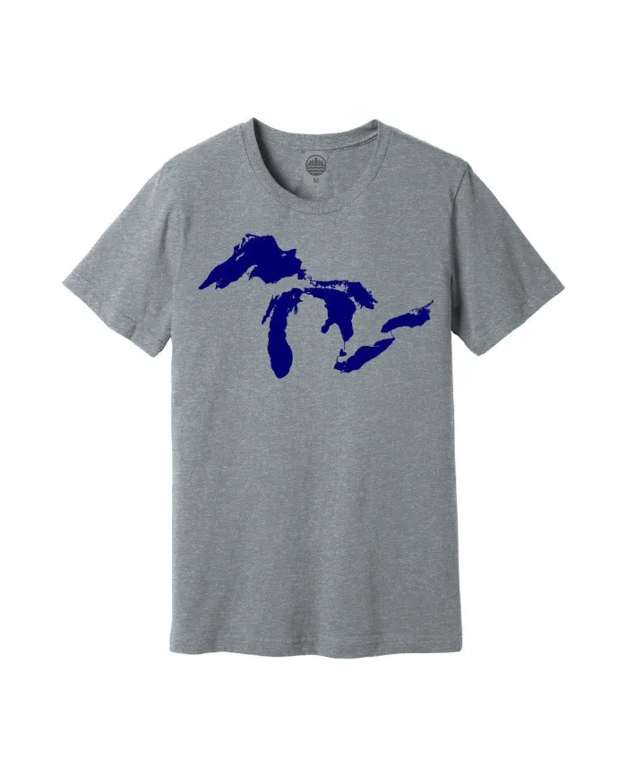 The Great Lakes State Detailed Great Lakes T-Shirt - Heather Grey Cool Vibes