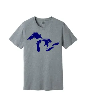 The Great Lakes State Detailed Great Lakes T-Shirt - Heather Grey Modern Style Trend Timeless Piece