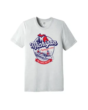 Fashion Ready The Great Lakes State - Michigan "We canoe better" T-Shirt - Silver