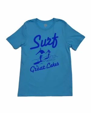 The Great Lakes State SURF THE Great Lakes T-Shirt - Lake Blue Breathable Stretch Fit Stretch Fit