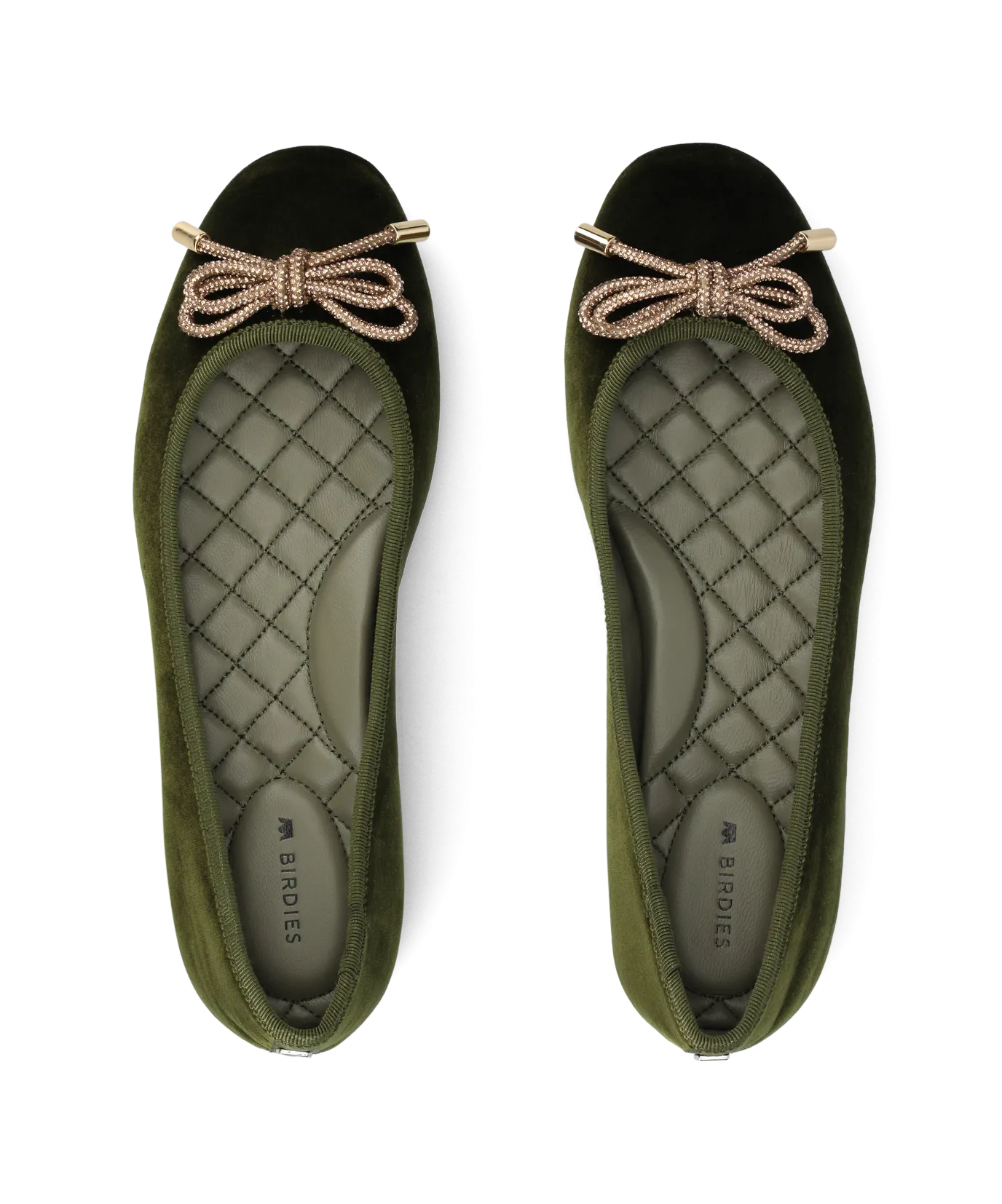 The Hummingbird - Evergreen Velvet Jeweled Bow Flexible Support Cliff Path