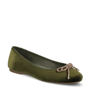 No Tie The Hummingbird - Evergreen Velvet Jeweled Bow