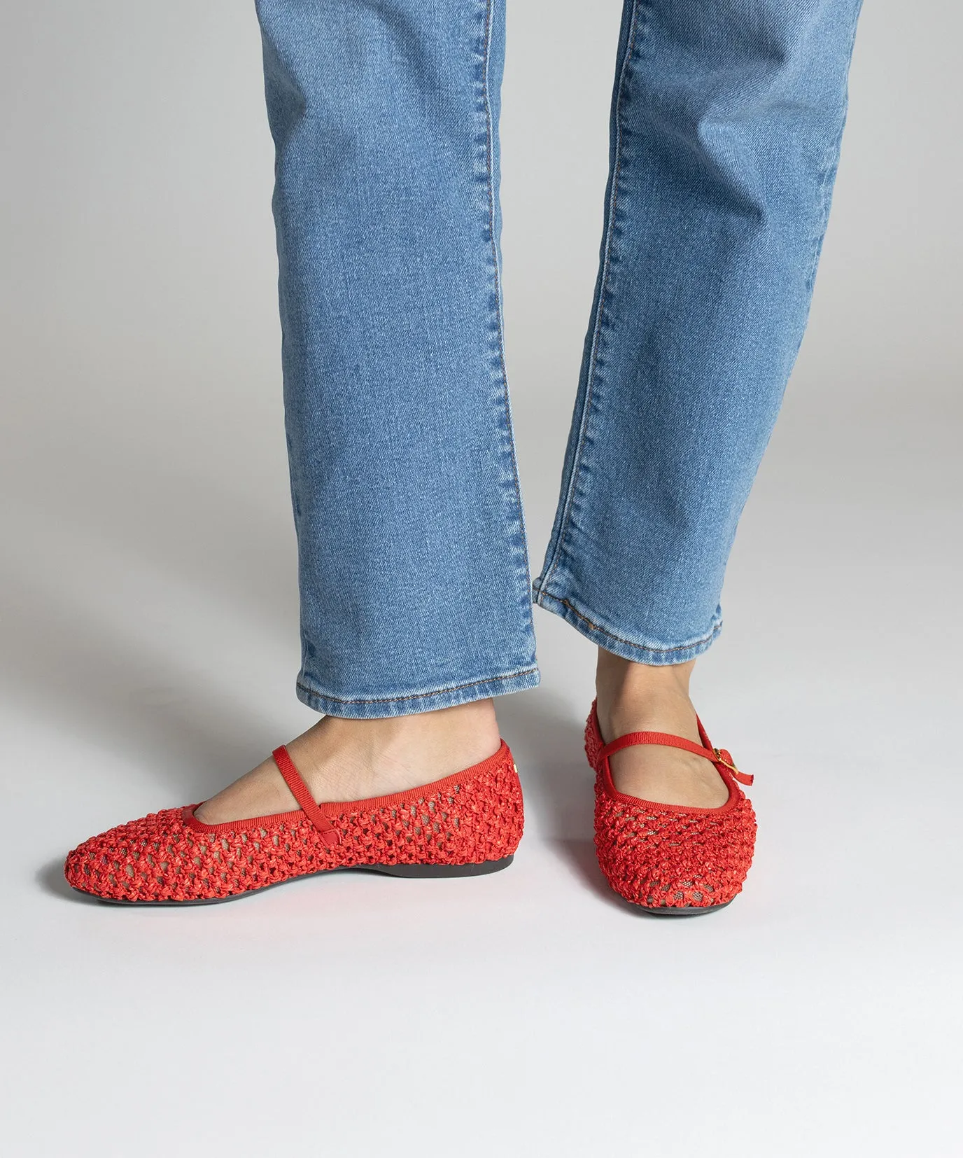 Slim Shape The Hummingbird Mary Jane - Red Openweave