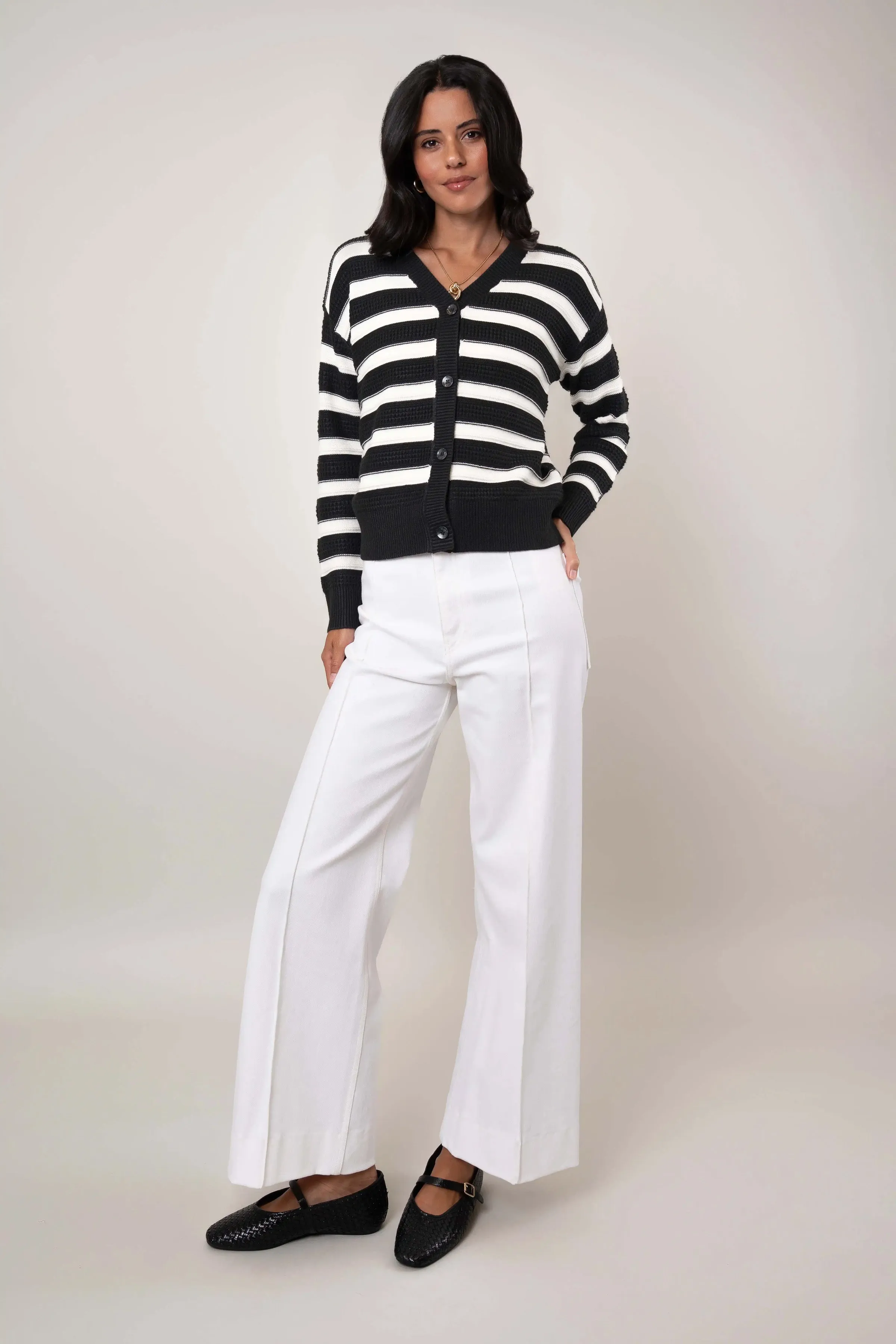 The Modern Stripe Cardigan FlexibleJointConstruction Comfortable Pants