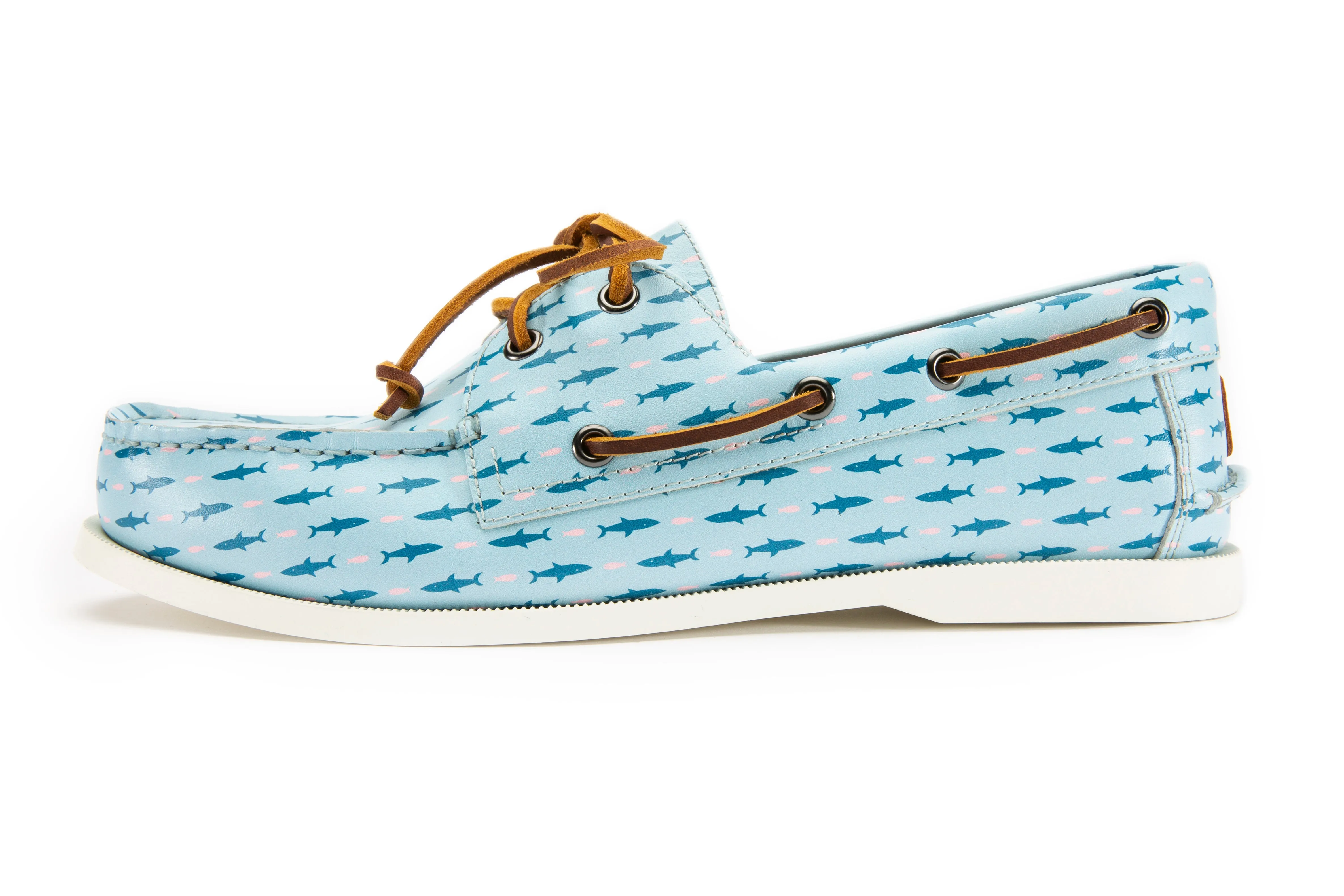 The Pink and Blue Sharks Boat Shoe Smile Step