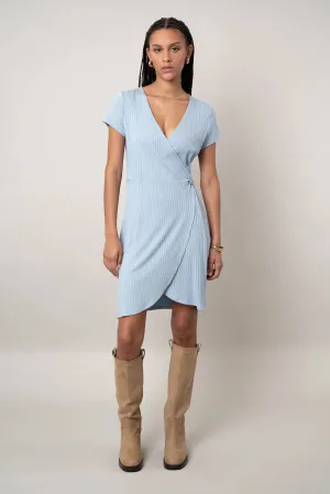 The Ribbed Wrap Dress Square Neck Polished office dress